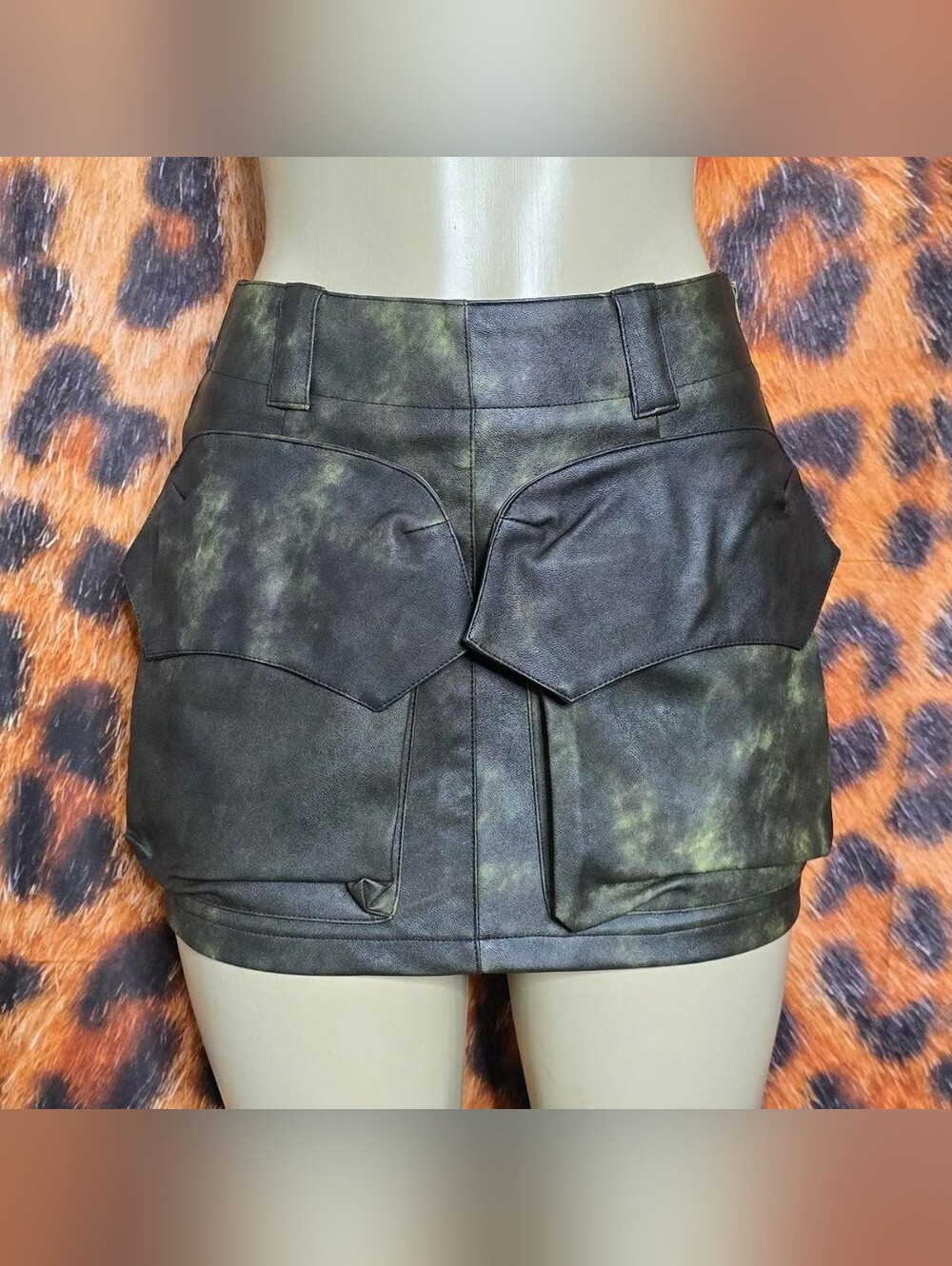 Phoebe Faux Leather Cargo Skirt